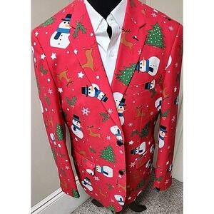 Opposuits Snowman Reindeer Holiday Full Suit-Jacket And Pants Sz 46